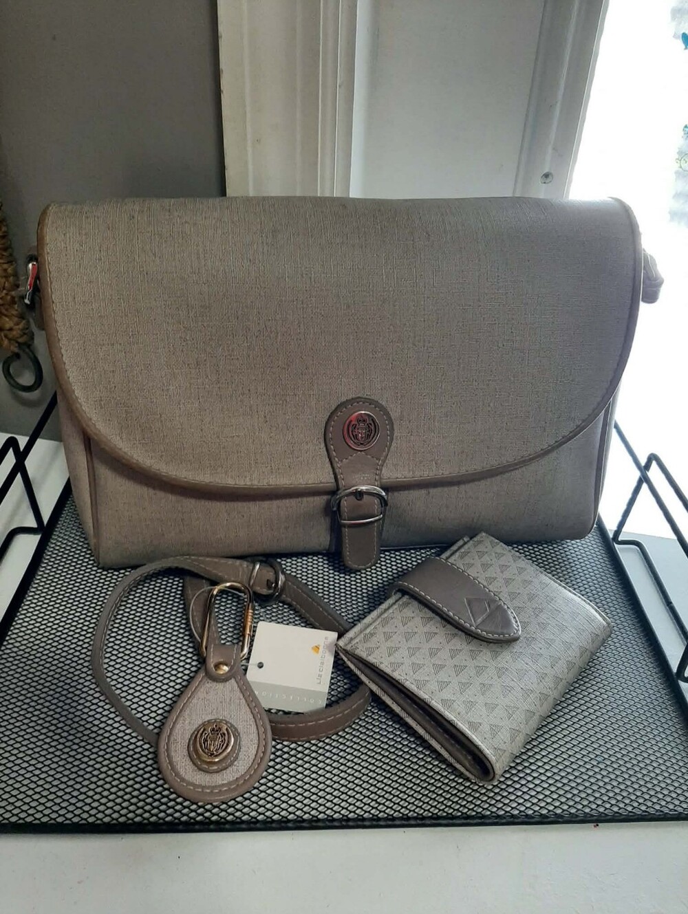LIZ CLAIBORNE 1990 Vintage/Retired & Rare Taupe Envelope Bag 3 Pc Capsule Set